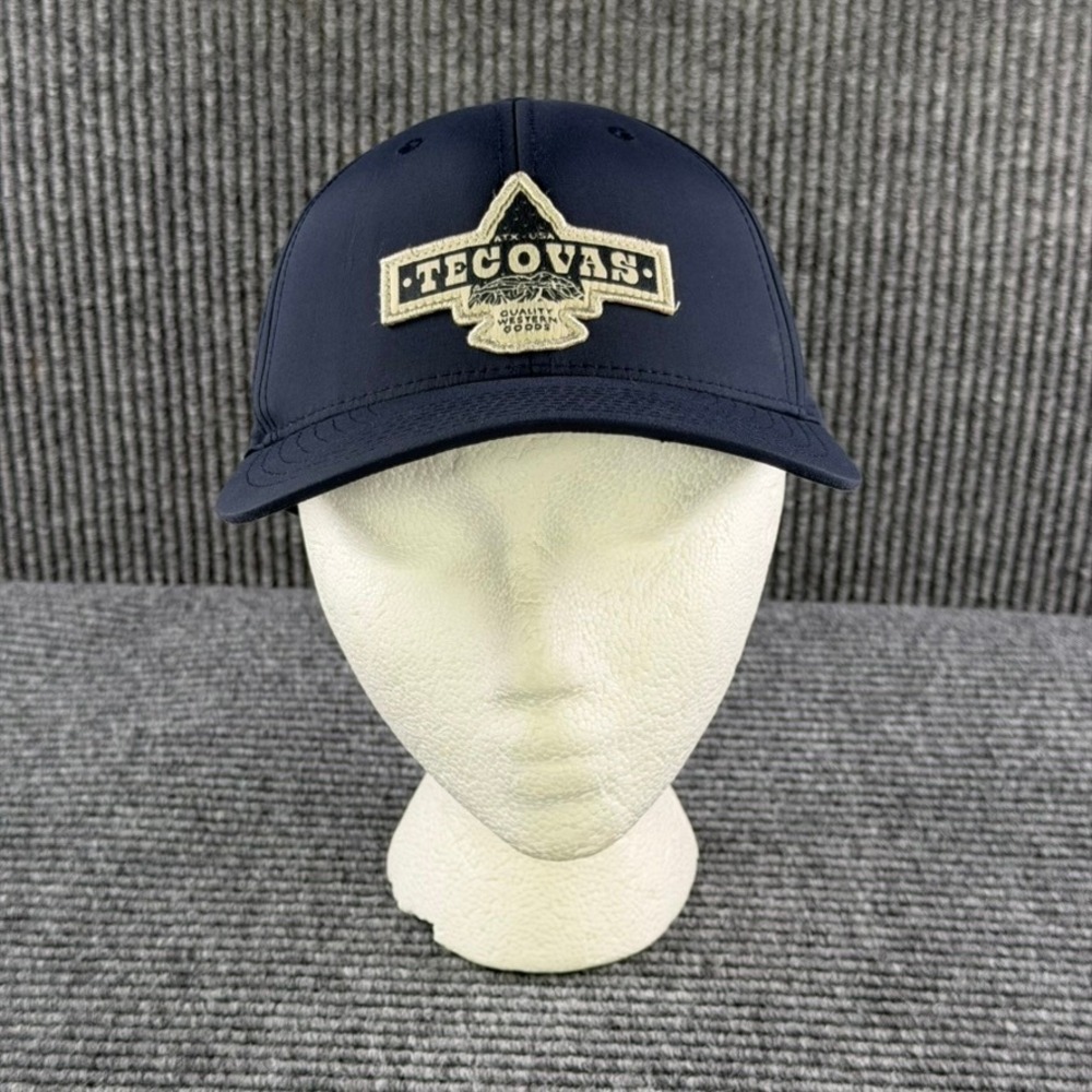 Tecovas Navy Blue Nylon Arrowhead Patch Strapback Hat Adjustable Cap Outdoors